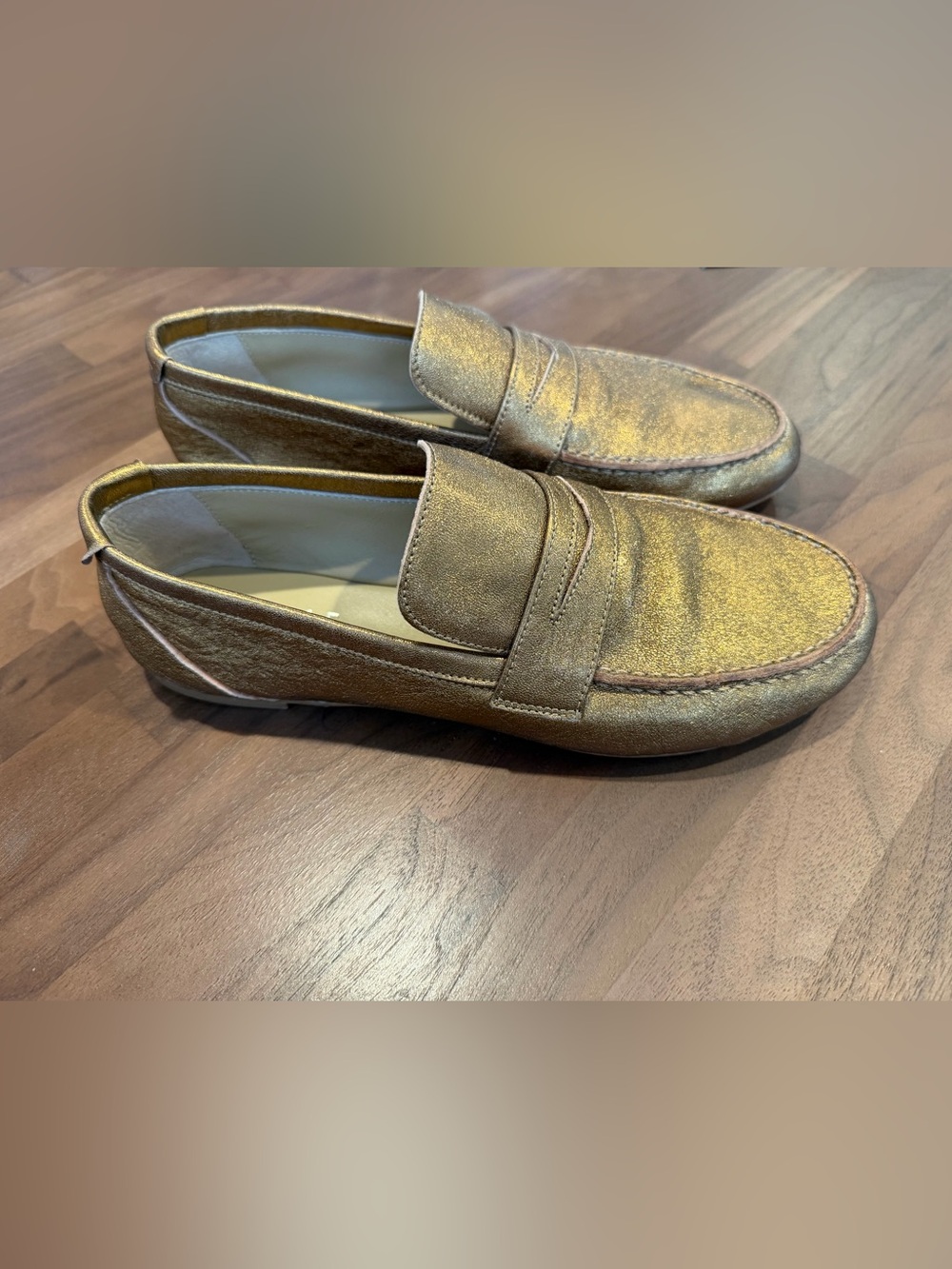Metallic Jamie Haller Gold/Bronze Penny Loafers